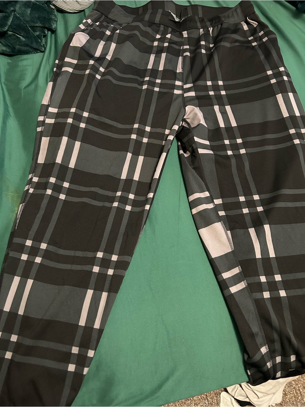 Women’s Plus black & purple & Gray Plaid Pull-On Jogger Pants